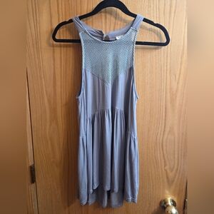 POL Mesh Yoke Tank Top in Light Gray